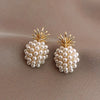 Aretes de piña con perlas hermosas y delicadas
