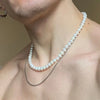 Collar de Perlas Artificiales con cadena plateada